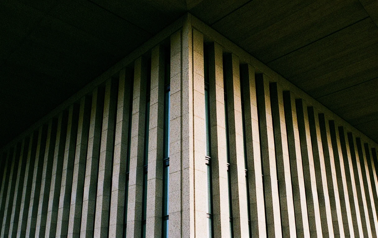 Structural pillars of a modernist building